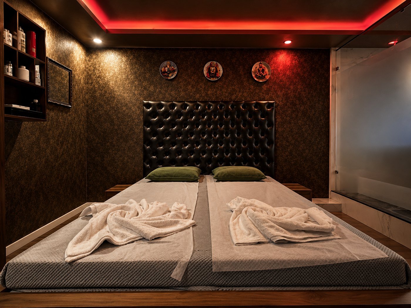 Premium couple treatment room inside Rejoice International Spa Bellandur