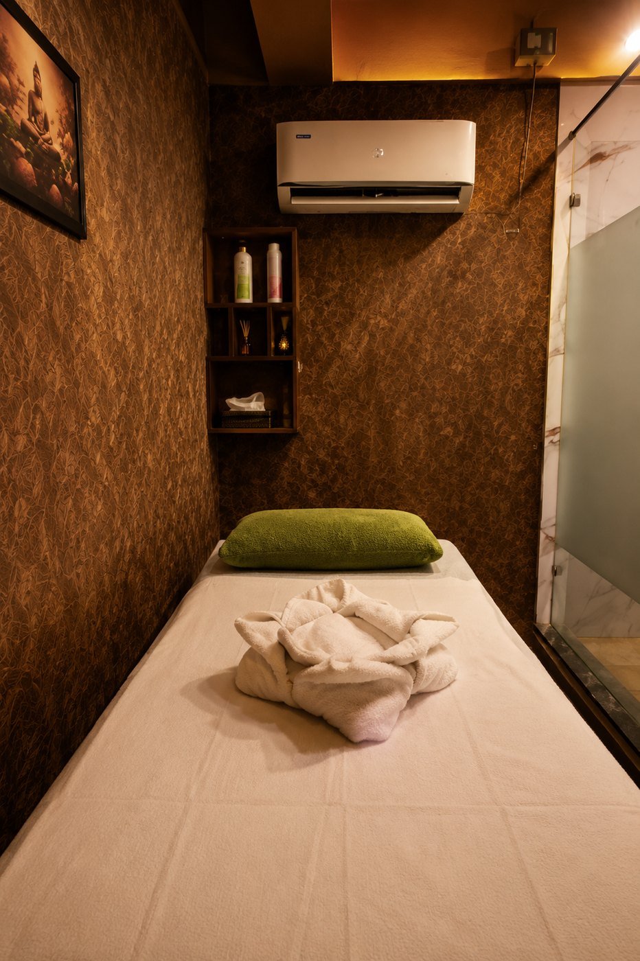 Premium single treatment room inside Rejoice International Spa Bellandur